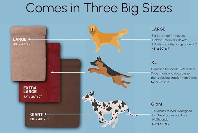 Barker Beds Giant Orthopedic Dog Bed for Large Dogs - 7" Thick Washable Big Dog Bed with Headrest - XL Water-Resistant Mattress - Durable Microsuede Cover - Comfy Pet Bed (Burgundy)