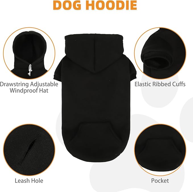 KOOLTAIL Dachshund Dog Hoodie - Soft and Warm Dogs Hoodie Sweater with Leash Hole and Pocket, Pet Winter Coat, Cold Weather Clothes Sweatshirt for Small Medium Large Dogs Puppy Cat Boys Girls S