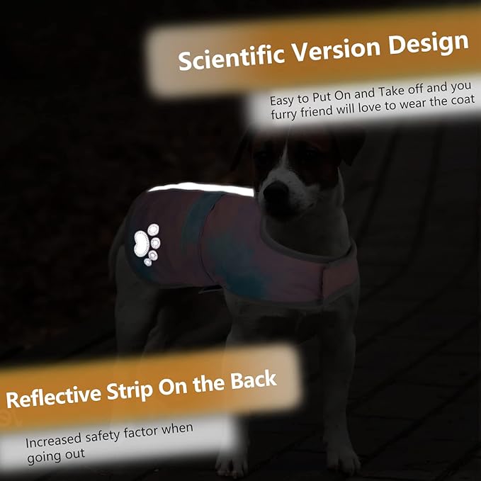 Queenmore Dog Winter Coat, Cold Weather Fleece Jacket for Dogs, Waterproof Reflective Reversible, for Small, Medium and Large Dogs (Tie-Dye, 2XL)