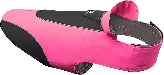 TSPRO Premium Dog Raincoat, Waterproof for Small & Medium Dogs, Reflective for Daily Walks/Outdoor Trips, Easy-Adjust Hook & Loop, Leash Hole (Pink/Black, L)