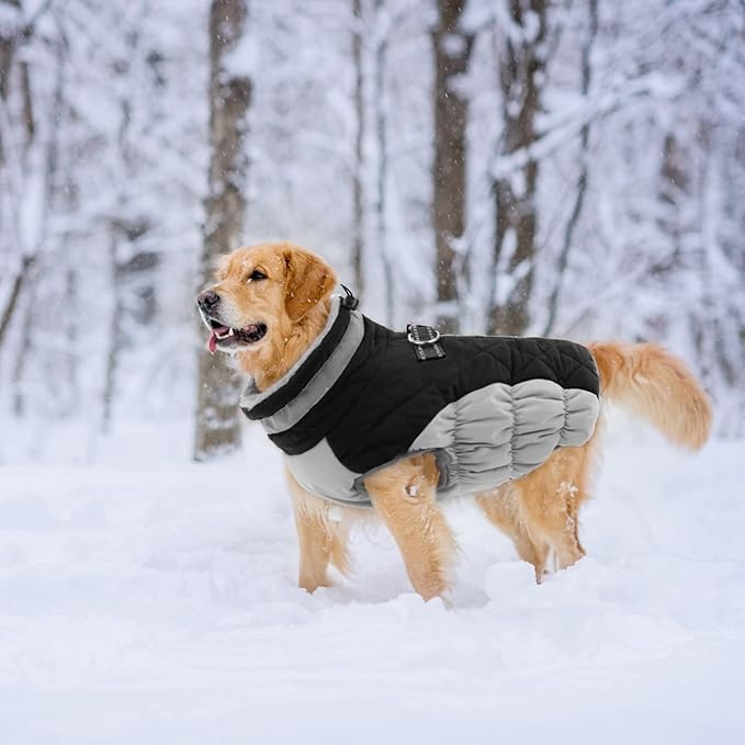 Lelepet Dog Coat Warm Dog Winter Coat Waterproof Dogs Jacket with Harness Built in Reflective Pet Fleece Vest Zip-Up Cold Weather Coats for Small Dogs Turtleneck & Windproof Coats Chihuahua Black XS