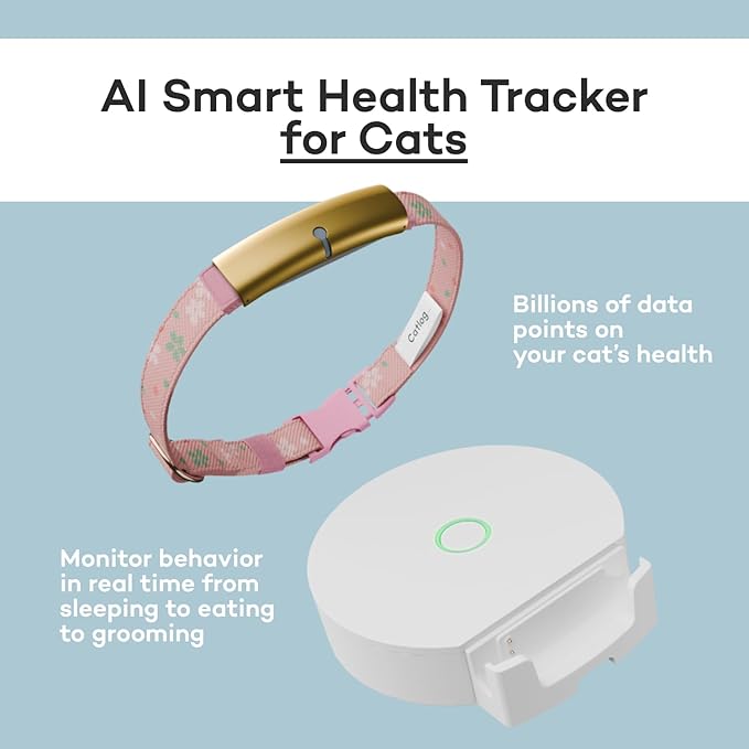 Health Tracker for Cats - Smart Cat Collar with Safety Breakaway Buckle for Indoor Cats, Wellness Alerts, Real-time Monitoring (Kimono (Sakura),L)