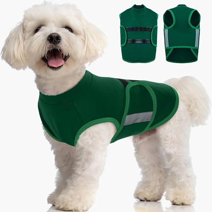 MIGOHI Dog Anxiety Relief Coat,Comfort Anxiety Vest for Dogs,Adjustable Dog Anxiety Calming Wrap for Fireworks,Thunderstorm,Travel,Separation,Anxiety Jacket for Small Dogs,S,Green