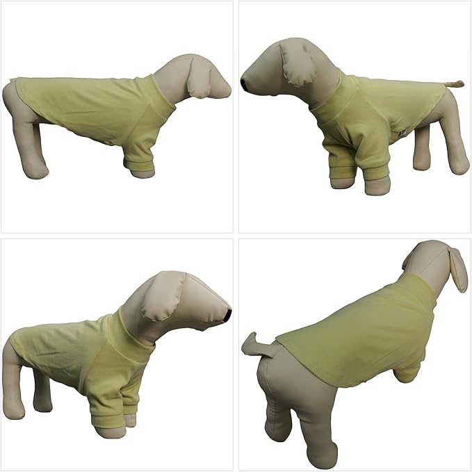Lovelonglong Ribbed Dog T-Shirt Cotton Knitted Dog Sweaters for All Season Pet T-Shirts for Large Medium Small Dogs Chartreuse XS