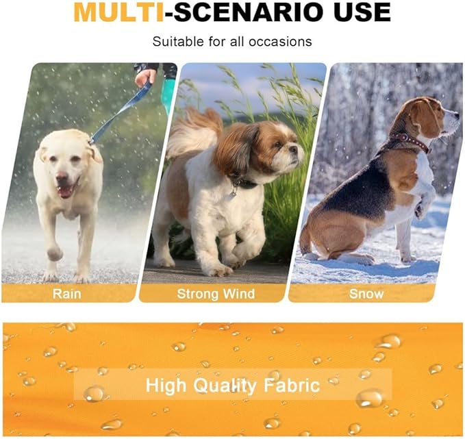 PINA Dog Raincoat - Waterproof Dog Jacket with Hood, Lightweight with Leash Hole, Poncho with Reflective Strap and Pocket for Wet Weather, Full Wrap Design for Full Protection