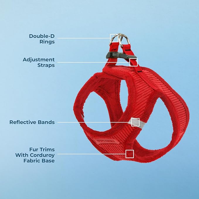 Voyager Step-In Plush Dog Harness – Soft Plush, Step In Vest Harness for Small and Medium Dogs by Best Pet Supplies - Harness (Red Corduroy), M (Chest: 16 - 18")