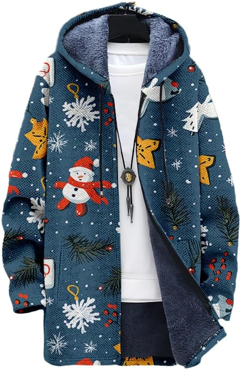 Oversized Full Zip Hoodie for Men Sherpa Fleece Lined Jacket with Hood Soft Warm Winter Coat with Pockets