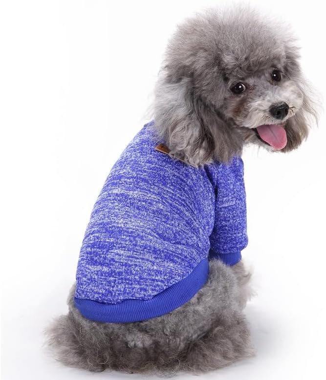 2 Pieces Pet Dog Classic Knitwear Sweater, Fleece Coat for Small,Medium Dogs,Warm Pet Dog Cat Clothes,Soft Puppy Customes for Chihuahua Yorkshire Tzu (Blue Dark Navy,XS)