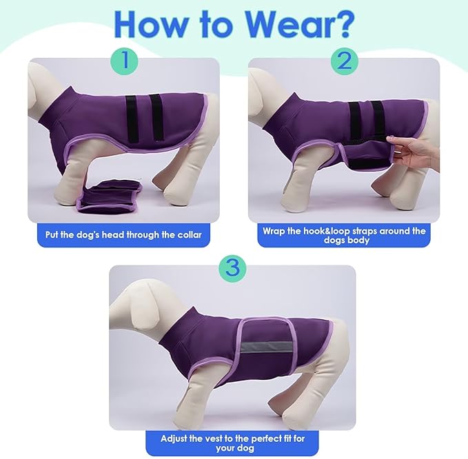 MIGOHI Dog Anxiety Relief Coat,Comfort Anxiety Vest for Dogs,Adjustable Dog Anxiety Calming Wrap for Fireworks,Thunderstorms,Travel,Separation,Anxiety Jacket for Medium Dogs,M, Purple