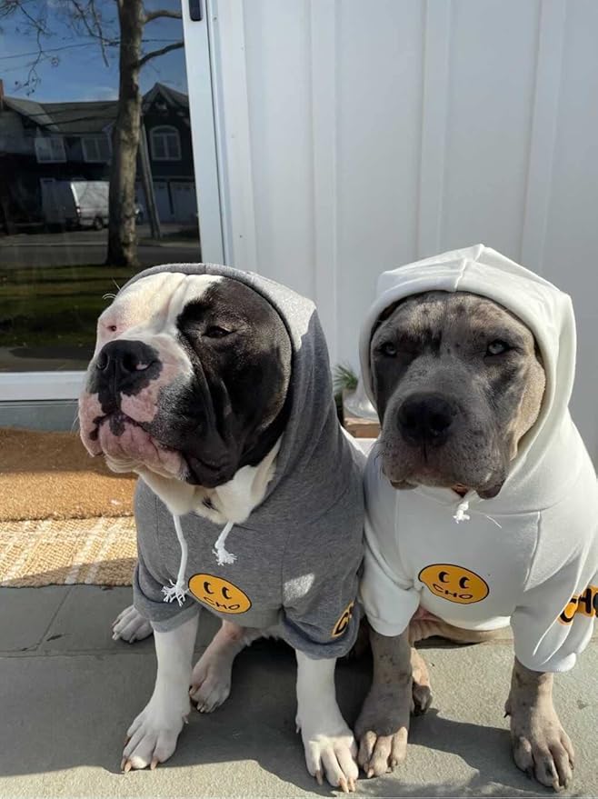 ChoChoCho Smiley Dog Hoodie Stylish Dog Clothes Smiley Face Sweater Cotton Sweatshirt Fashion Outfit for Dogs Cats Puppy Small Medium Large (X-Large, Grey)