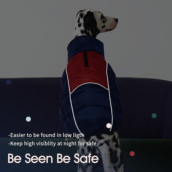IECOii XXL Dog Snow Jacket - Extra Large Waterproof Fleece Lined Jacket with Reflective Turtleneck