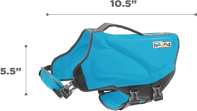 Outward Hound Dawson Swim Dog Life Jacket, High-Performance Neoprene Dog Life Vest for Swimming, Boating, and Water Safety, Small, Blue