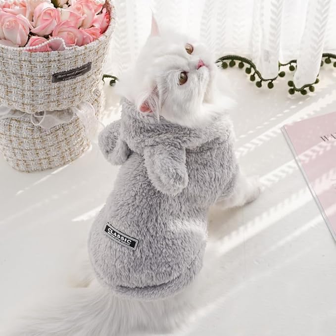 Cat Bunny Ears Costume Cute Dog Kitten Hoodies Sweater Rabbit Ears Puppy Pet Apparel (XXX-Large,Gray)