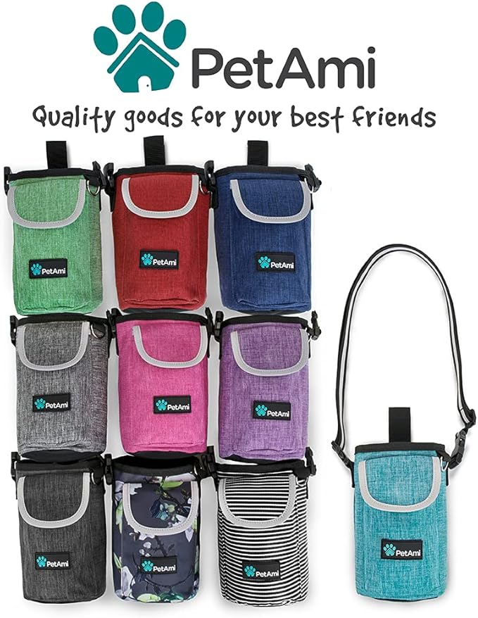 PetAmi Dog Treat Pouch, Large Pet Training Treat Pouch with Pocket, Dog Trainer Essentials Supply Holder with Poop Bag Dispenser, Training Bag for Kibbles Toys, 3 Ways to Wear (Turquoise)