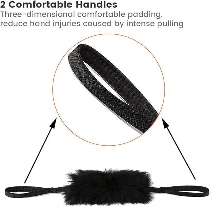 HOWGO Dog Bungee Chaser Toy Double Handles Natural Sheepskin Fur for All Breeds(Yellow,2Pack)