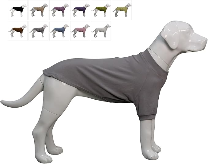 Lovelonglong Ribbed Dog T-Shirt Cotton Knitted Dog Sweaters for All Season Pet T-Shirts for Large Medium Small Dogs Dark Gray S