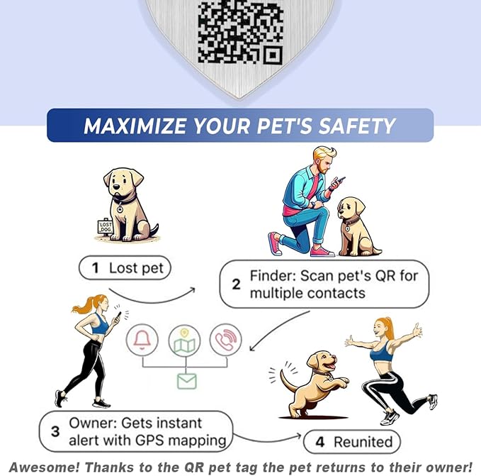Dog Tags Personalized for Pets,Dog Name Tags QR Code,No Subscription Fees,Modifiable Pet Online Profile,Stainless Steel,No App Required,for Dogs and Cats Small,Medium,Large(Heart,Small)