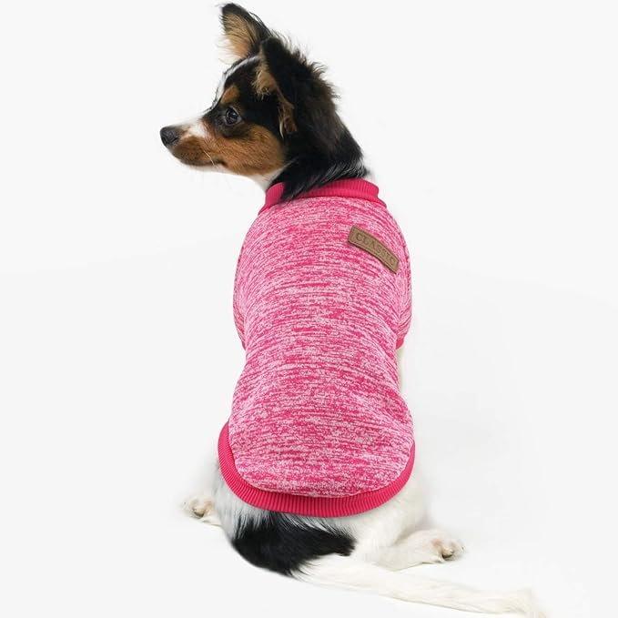 Idepet Pet Dog Classic Knitwear Sweater, Soft Fleece Coat for Small,Medium Dog,Warm Pet Dog Cat Clothes,Soft Puppy Customes (XL, Rosered)