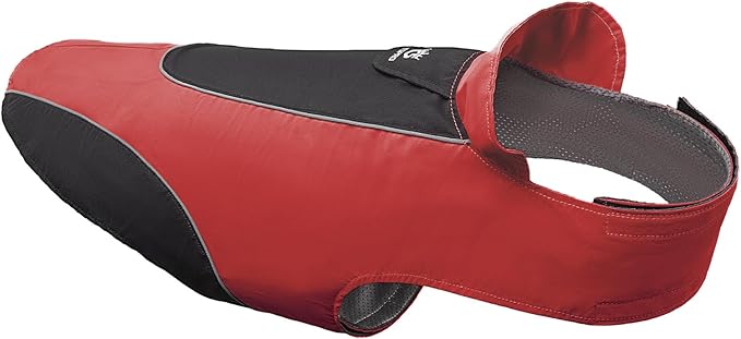 TSPRO Premium Dog Raincoat, Waterproof for Small & Medium Dogs, Reflective for Daily Walks/Outdoor Trips, Easy-Adjust Hook & Loop, Leash Hole (Red/Black, L)
