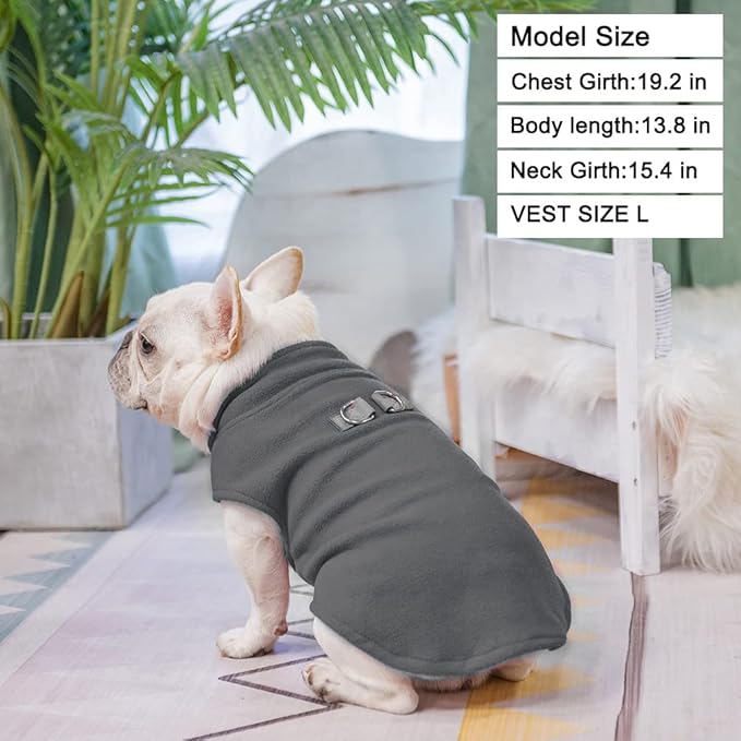 BEAUTYZOO Dog Fleece Vest Sweater Winter Jacket for Small and Medium Dogs with D-Ring Leash Cold Weather Coat Hoodie for XS S M Dogs Boy or Girls, Large
