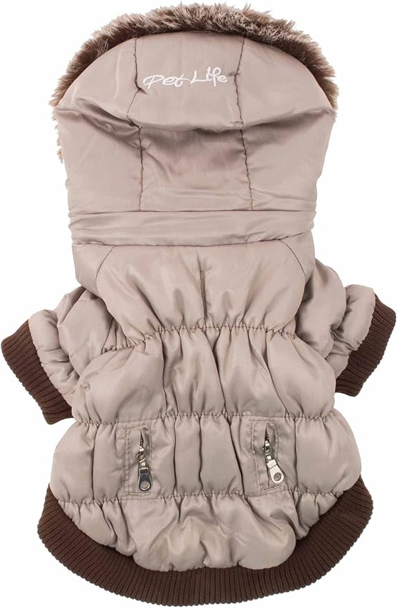 PET LIFE Classic Metallic Fashion Pet Dog Coat Jacket Parka w/ 3M Insulation and Removable Hood, X-Large, Metallic Grey