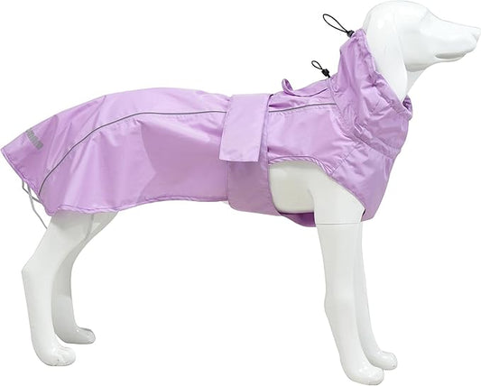 Adjustable Waterproof Dog Raincoat for Dogs,Lightweight Pet Rain Jacket Puppy Clothes with Reflective Strip for Small Medium Large Dogs (Light Purple, Medium)