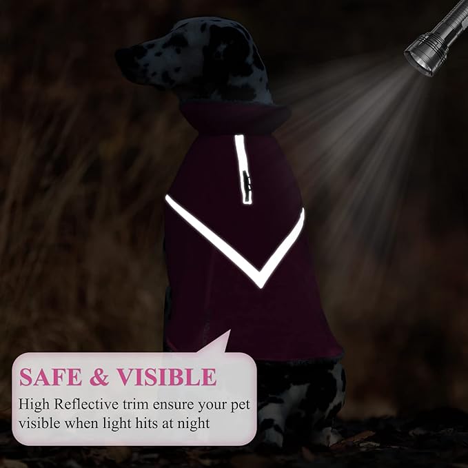 VIVAGLORY Snowrap Dog Coat, Jacket with Harness Hole & Velcro Closure, Dog Coat for Winter & Cold Weather, Fluffy Warm Fleece Lined Reflective Water Resistant for Puppy, XXS, Fuchsia