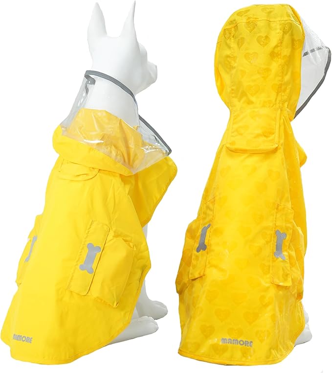 Dog Raincoat,Waterproof Rain Poncho with Hoodie, High Reflective Adjustable Pet Rain Jacket with Leash Hole for Small Medium and Large Dogs (Yellow(Water-Reactive Hydrochromic), Small: 9-13lbs)
