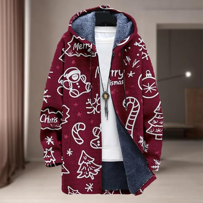 Oversized Full Zip Hoodie for Men Sherpa Fleece Lined Jacket with Hood Soft Warm Winter Coat with Pockets