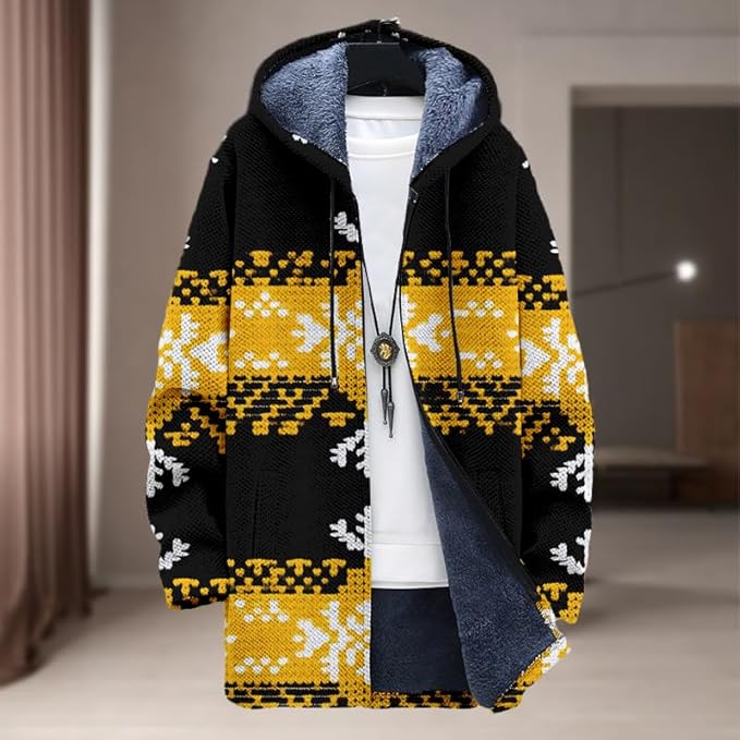 Oversized Full Zip Hoodie for Men Sherpa Fleece Lined Jacket with Hood Soft Warm Winter Coat with Pockets