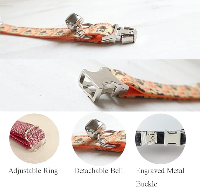 Personalized Cat Collar with Name Plate,Adjustable Tough Nylon Cat ID Collars with Bell,Customize Engraved Pet Name and Phone Number (Graffiti Style)