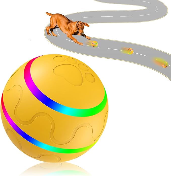 Shaky Ball Toy for Dogs, Large Pet Bounce, Jumping Ball Dog Toy, Automatic Activation Sports Rolling, 2025 New Big Pet Moving Balls (Yellow, Smart)
