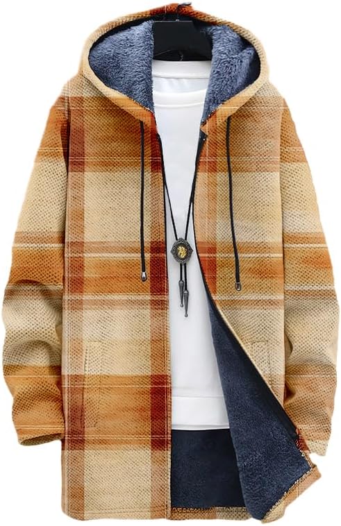 Oversized Full Zip Hoodie for Men Sherpa Fleece Lined Jacket with Hood Soft Warm Winter Coat with Pockets