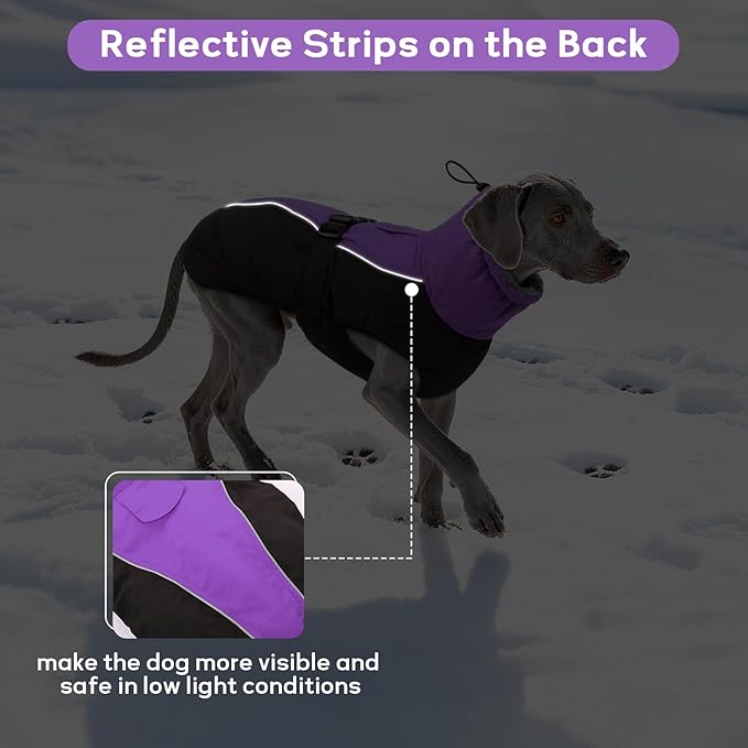 IDOMIK Dog Winter Coat, Reflective Waterproof Dog Jacket for Cold Weather, Warm Pet Coats for Small Medium Large Dogs, High Collar Doggy Fleece Snow Jacket, Winter Vest with Adjustable Buckle,M