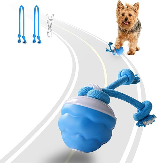 Interactive Dog Toys Ball - Fun Moving Dog Toys to Keep Them Busy | Smart Jumping Ball for Dogs with Three Modes, Rechargeable Automatic, Knot Design, Bite-Resistant and Teeth-Cleaning,Blue