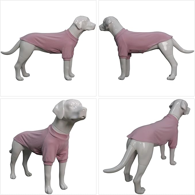 Lovelonglong Ribbed Dog T-Shirt Cotton Knitted Dog Sweaters for All Season Pet T-Shirts for Large Medium Small Dogs Light Pink M