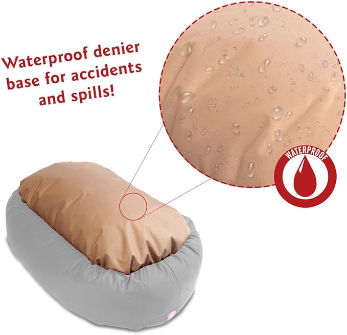 Majestic Pet 40 Inch Bagel Calming Dog Bed Washable – Cozy Soft Round Dog Bed with Spine Support for Dogs to Rest Their Head - Fluffy Donut Dog Bed 40x29x9 (Inch) - Round Pet Bed Large – Blue