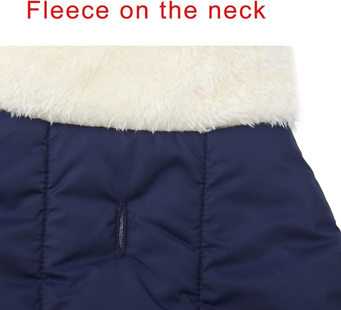 Fleece Lined Warm Dog Jacket for Winter Cold Weather,Soft Windproof Large Dog Coat,Blue XXXL