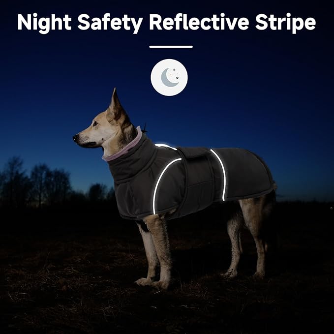 Dog Winter Coat for Small to Large Dogs(XS-XXXL)– Waterproof Windproof Fleece Lined Jacket with Reflective Trim,Pet Vest with Adjustable Buckles, Machine Washable Grey XS