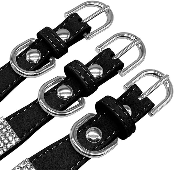 Serijoars Small Dog Collar with Rhinestone Crystal Diamond Colorful Bling Girl Puppy Cat Collars (S, Red5)