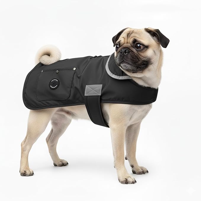 Joyride Harness FrostFlex Dog Winter Jacket - Fleece Lined & Water-Resistant - Snowsuit with Pockets for Treats & Poop Bags - Durable Cold Weather Dog Coat - Black Onyx-XL