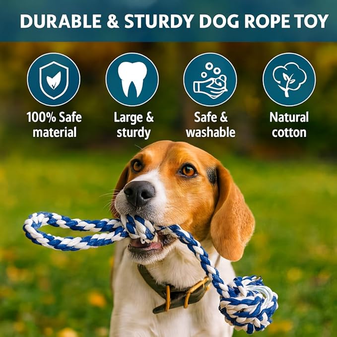 Dog Rope Toy with Suction - Perfect Dog Toys for Aggressive Chewers - Nearly Indestructible & Stimulating - Suitable for Large & Small Dogs & Puppies