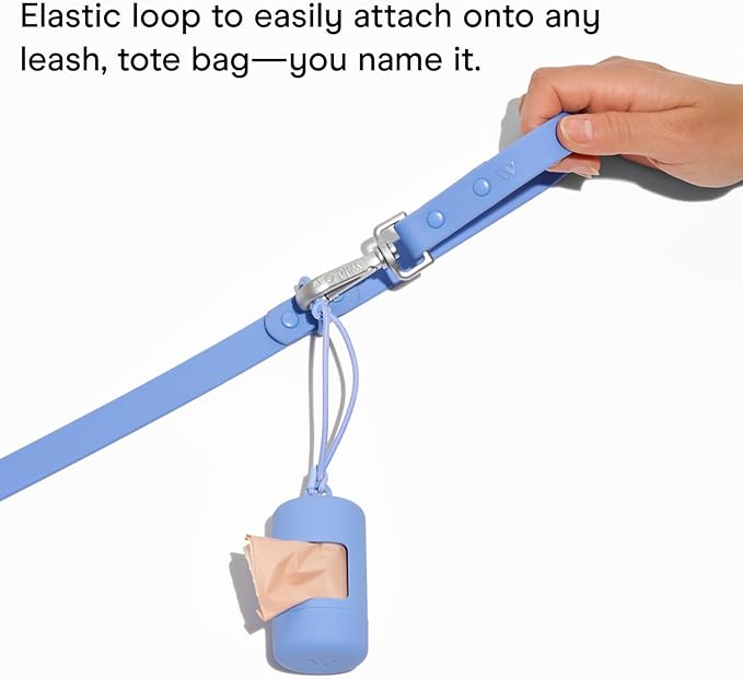 Wild One Dog Poop Bag Holder and Dispenser with Leash Attachment, Leak Proof, Easy Twist Top for Refills, Includes 1 Roll Bags, Spruce