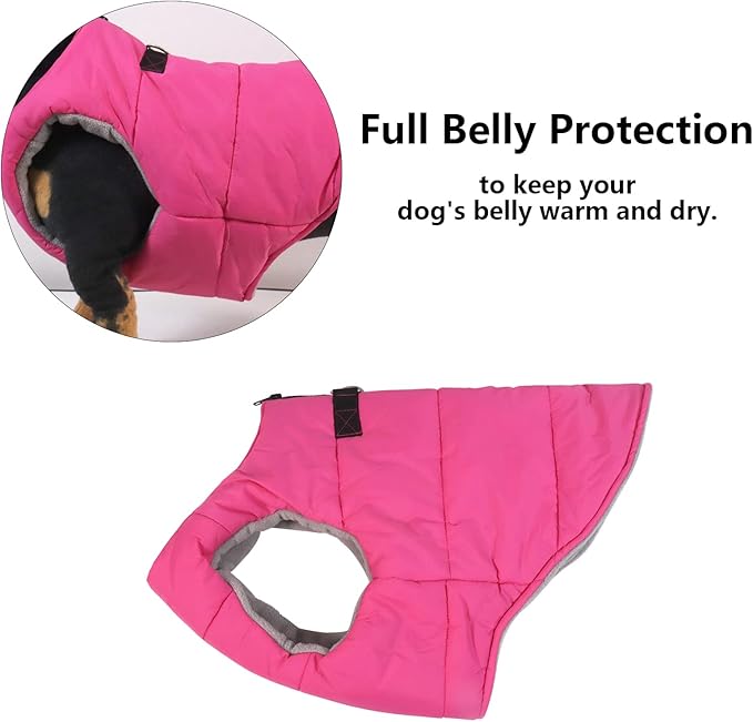 Geyecete Dog Bulldog Clothes Dog Cotton Padded Coat Thick Winter Warm Vest Waistcoat Cold Weather Jacket Clothing for French Bulldog Coat-Pink-S