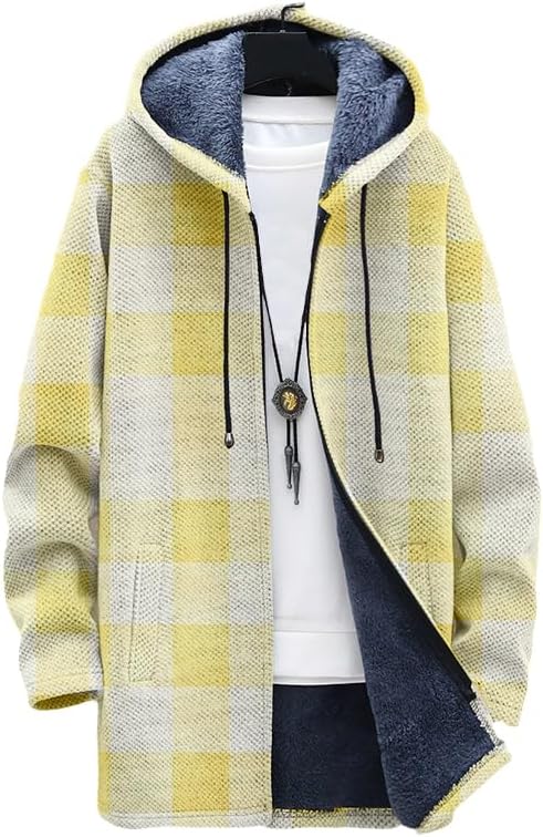 Oversized Full Zip Hoodie for Men Sherpa Fleece Lined Jacket with Hood Soft Warm Winter Coat with Pockets