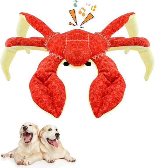 RED Crab Dog Toys -Cute King Crab Squeak Plush Dog Toy for Aggressive chewers,Dental Toy for Aggressive Chewers, Large/Small Breed (13.78 inch)