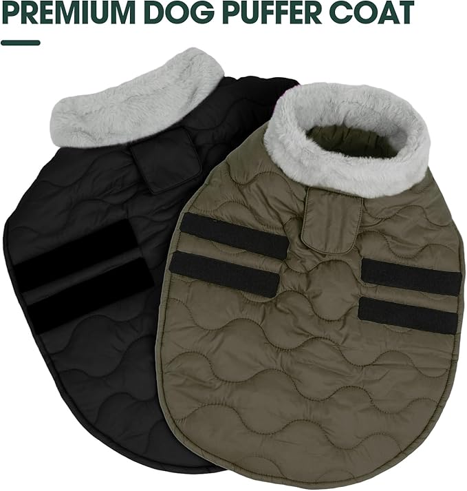 Kuoser Dog Jacket, Winter Dog Coats for Medium Dogs, Cold Weather Coats Pet Clothes, Doggie Snow Jacket for Frech Bulldog, Boston Terrier, Black M