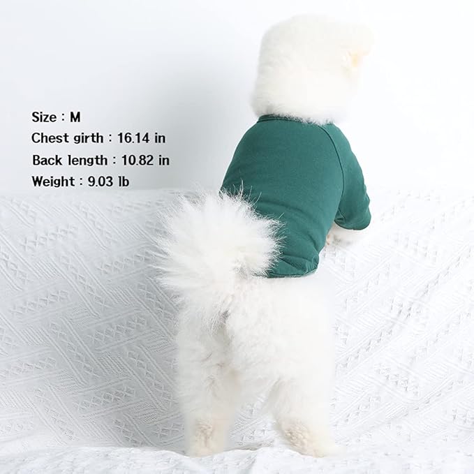 Dog Shirt for Small Dogs Plain T-Shirts Soft Breathable Dog Cotton Shirt pet Clothes (Medium, Green)