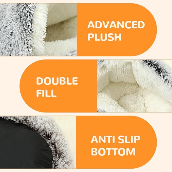 Lapcatz Nest Bed, 2026 Upgraded Cat Beds for Indoor Cats, Portable Fluffy Pet Bed, Durable Covered Cat Bed for Indoor Use, Soft Puppy Bed for Pet Owners (Grey, Small)
