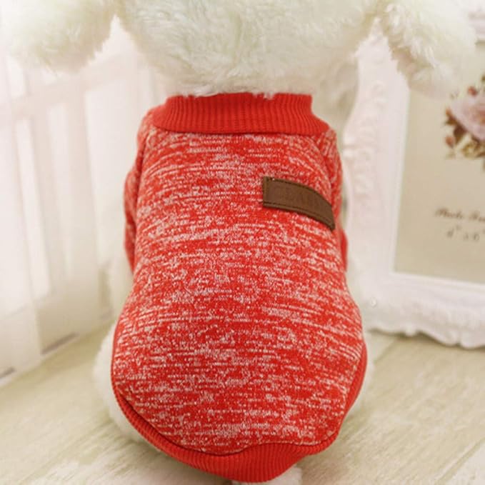 Idepet Pet Dog Classic Knitwear Sweater Fleece Coat Soft Thickening Warm Pup Dogs Shirt Winter Pet Dog Cat Clothes Puppy Customes Clothing for Small Dogs(XXL,Orange Red)